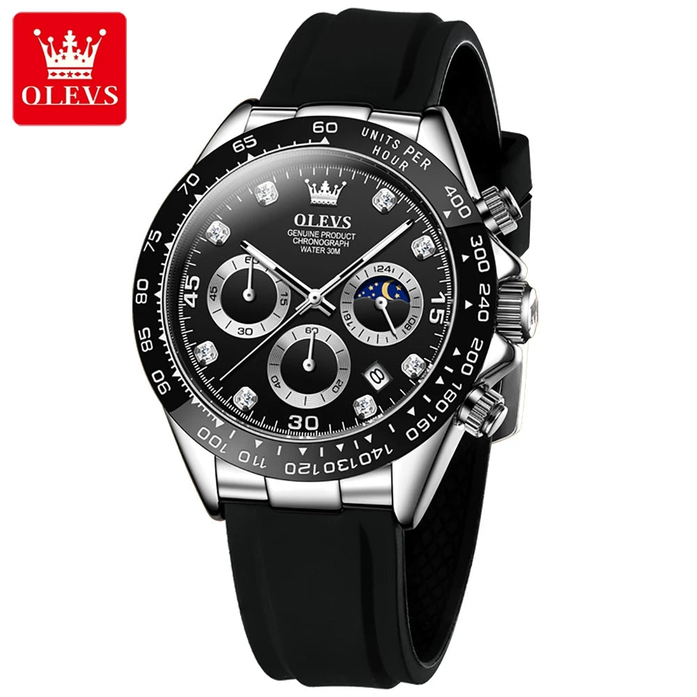 OLEVS Luxury Men’s Quartz Watch – Waterproof, Luminous, Chronograph & Date, Sport Design