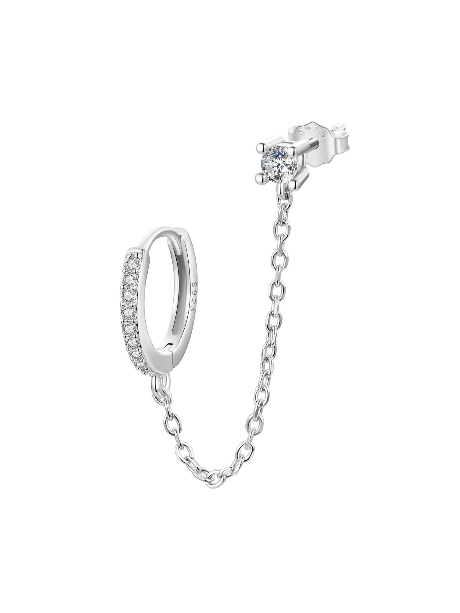 BAMOER Double Circle CZ Hoop Earrings