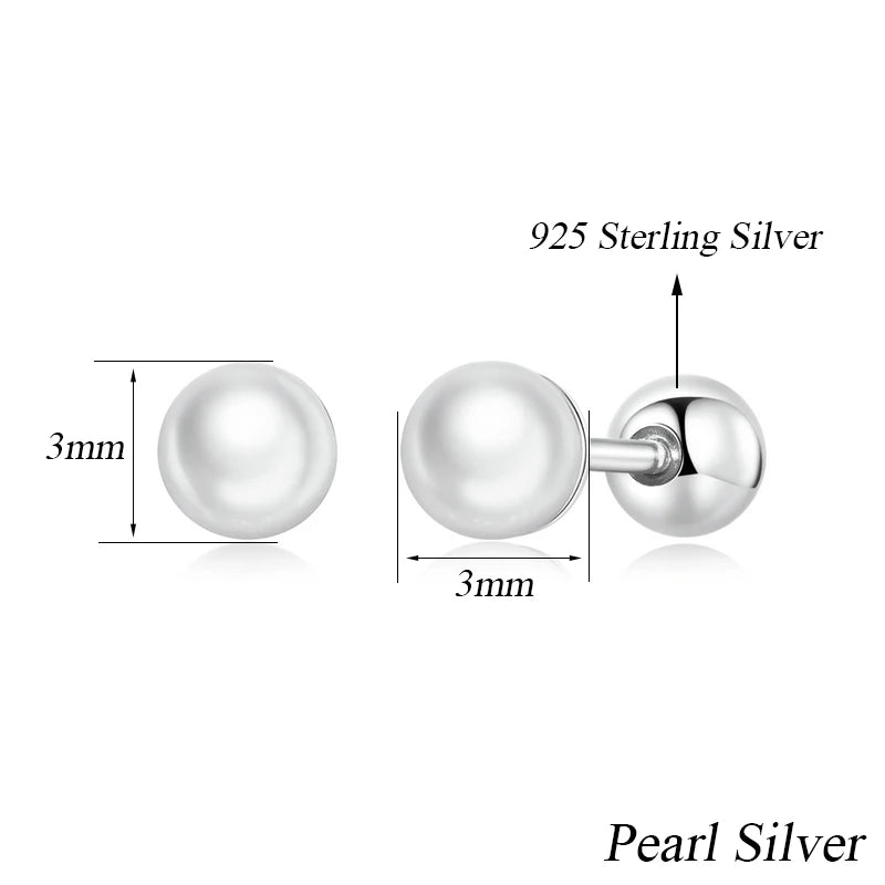 BAMOER Pearl Charm Silver Stud Earrings