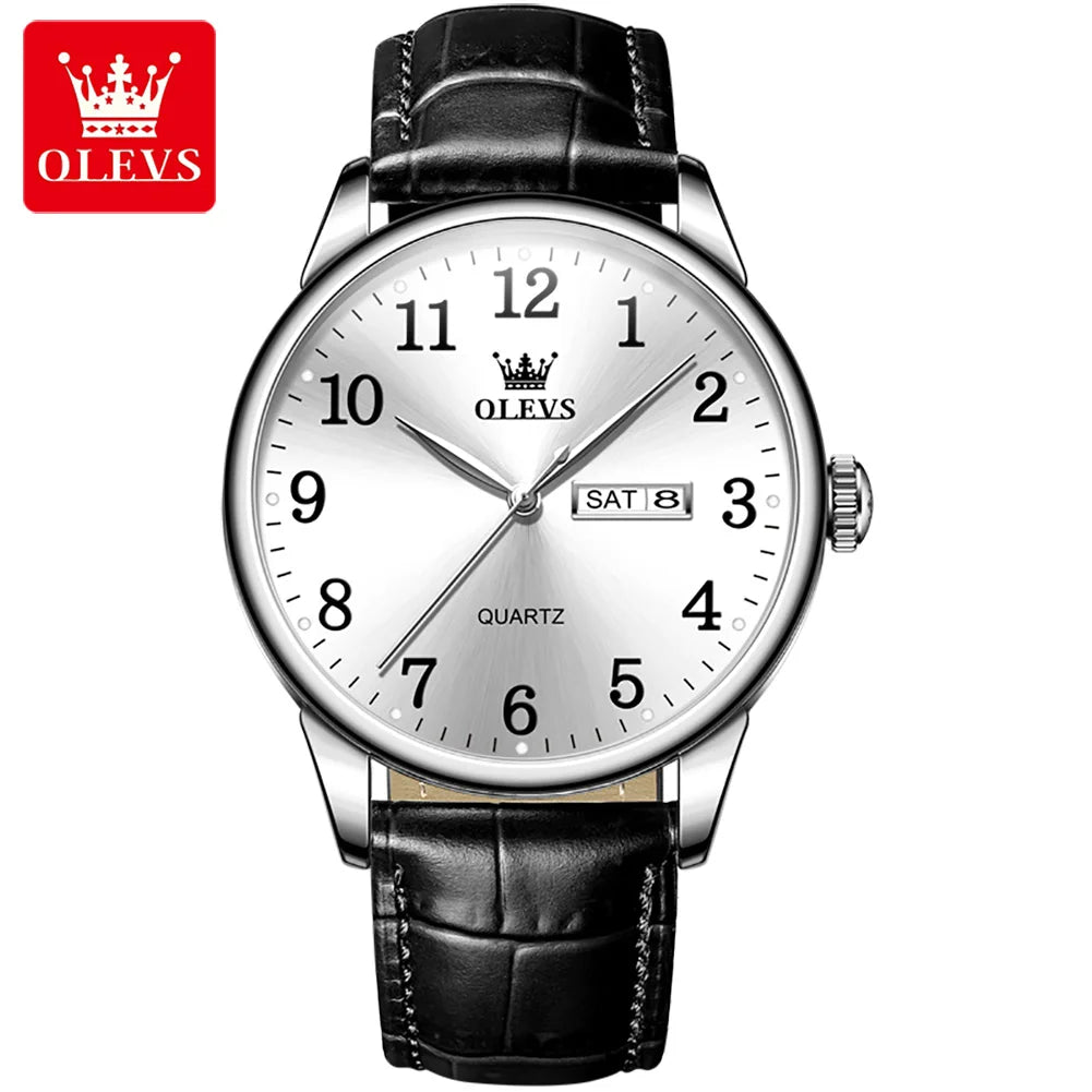 OLEVS Men’s Luxury Quartz Business Watch – Stainless Steel, Waterproof, Simple & Elegant Design