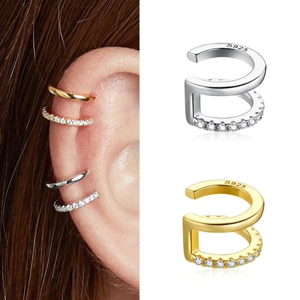 BAMOER Gold Ear Cuff 925 Silver Clip Earrings SCE994