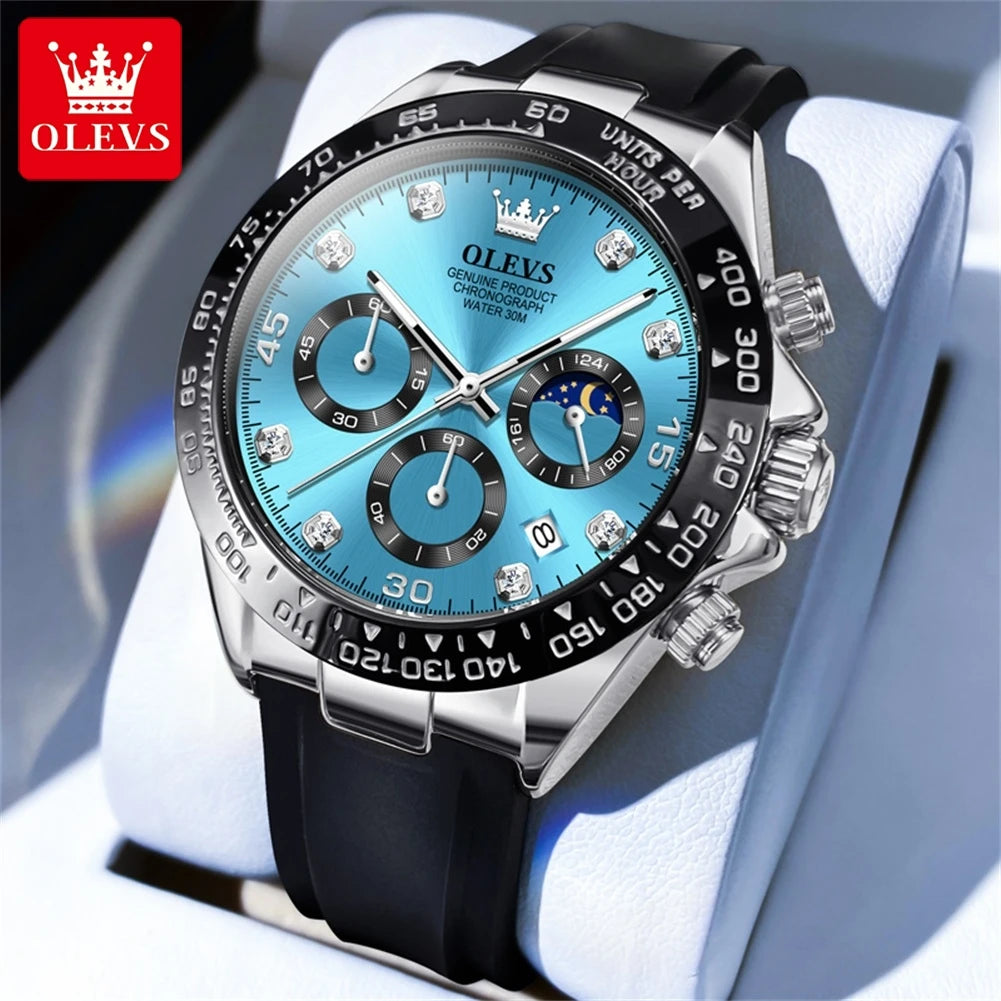 OLEVS Luxury Men’s Quartz Watch – Waterproof, Luminous, Chronograph & Date, Sport Design