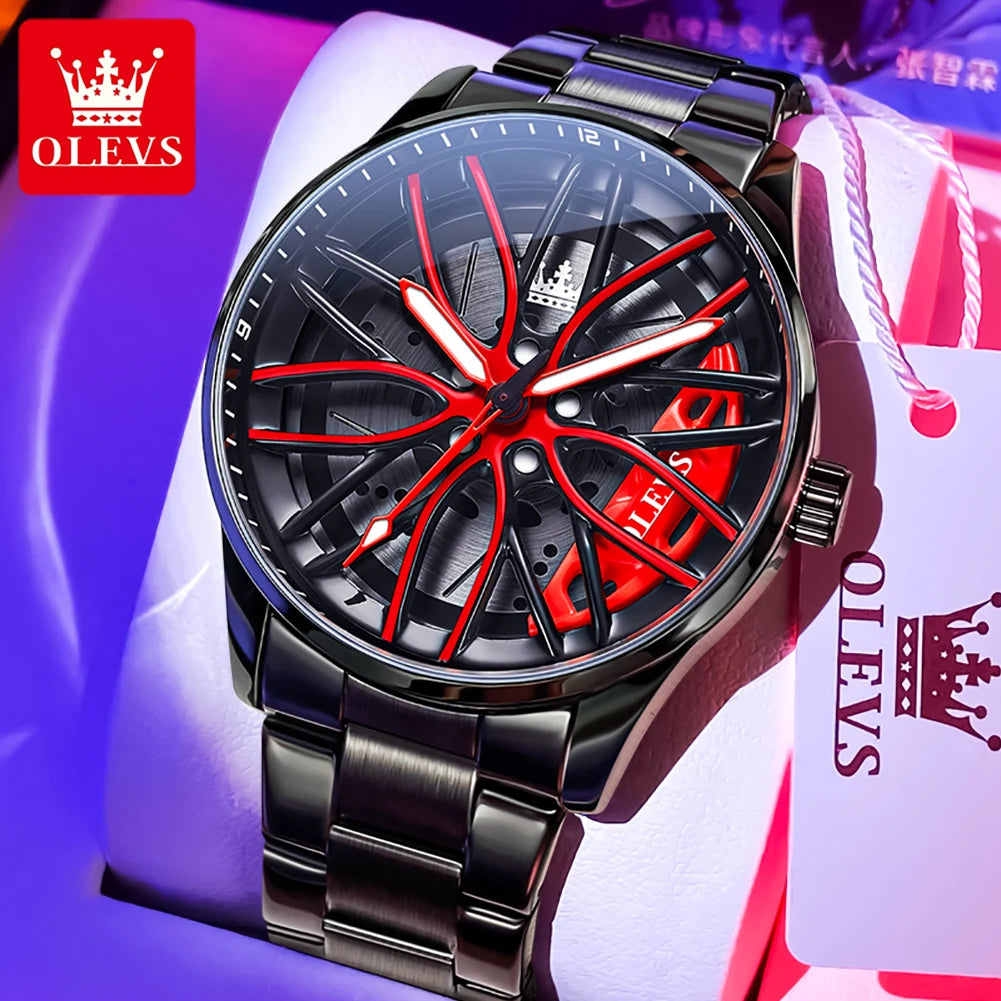 OLEVS Men’s Luxury Quartz Watch – Stainless Steel, Waterproof, Sporty Rotary Design, Fashion & High-Quality