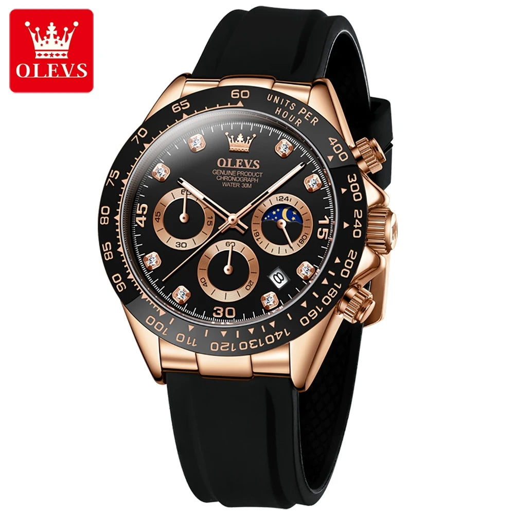 OLEVS Luxury Men’s Quartz Watch – Waterproof, Luminous, Chronograph & Date, Sport Design
