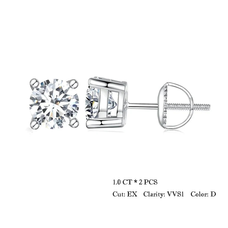 BAMOER 2CT Moissanite 925 Silver Earrings for Women