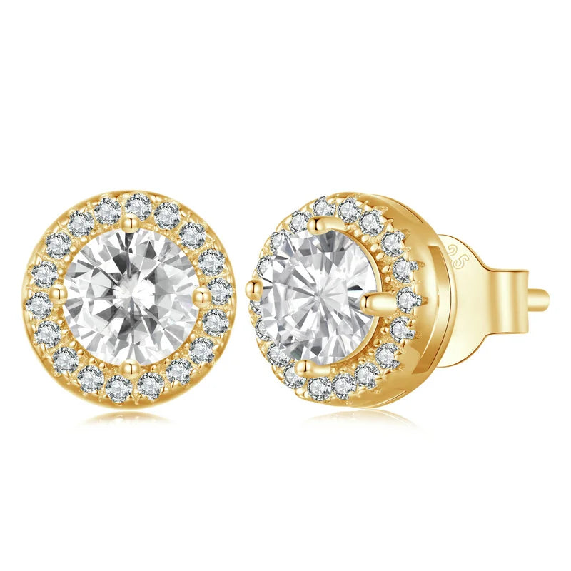 BAMOER CZ Heart Stud Earrings