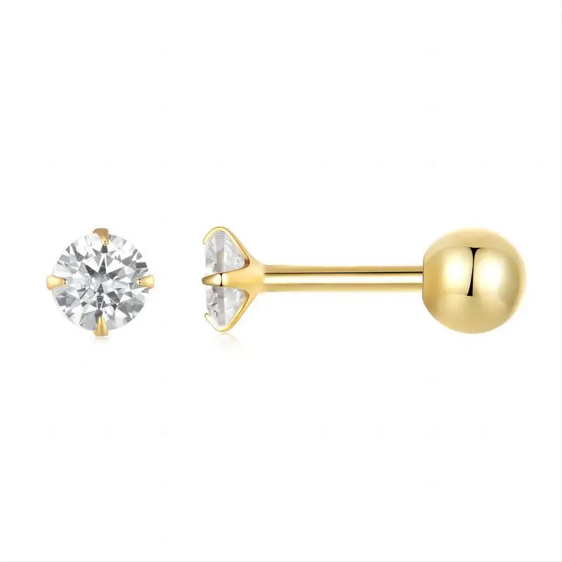 BAMOER 925 Sterling Silver CZ Round Stud Earrings – Platinum Plated, Hypoallergenic