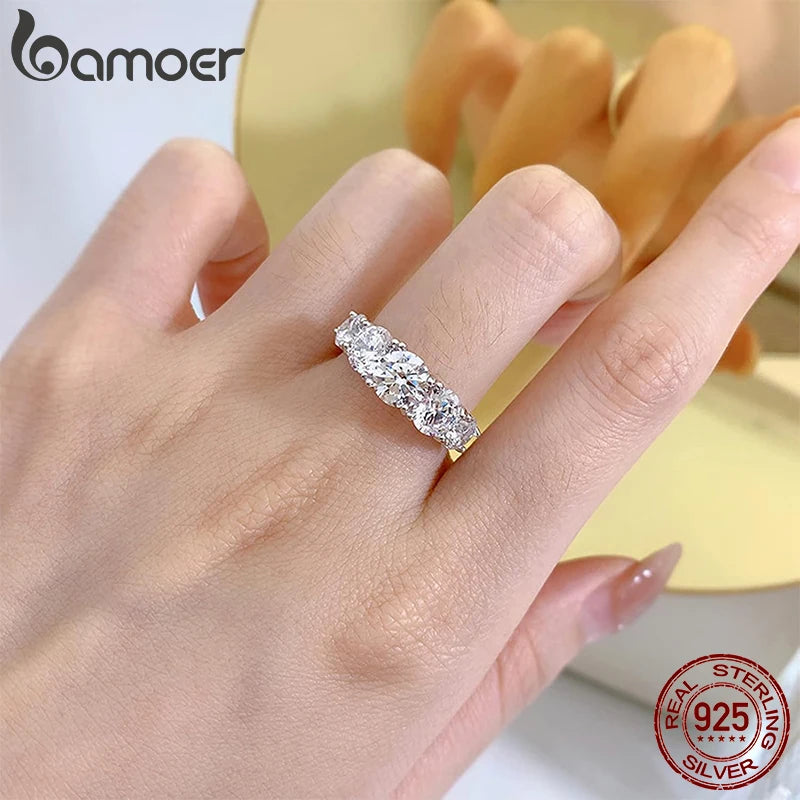Bamoer Moissanite Heart Ring 925 Sterling Silver Women Engagement Jewelry