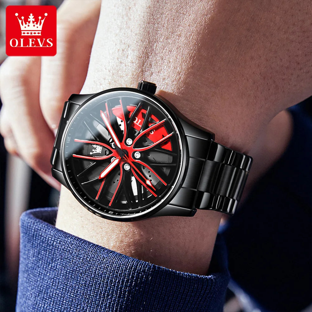 OLEVS Men’s Luxury Quartz Watch – Stainless Steel, Waterproof, Sporty Rotary Design, Fashion & High-Quality