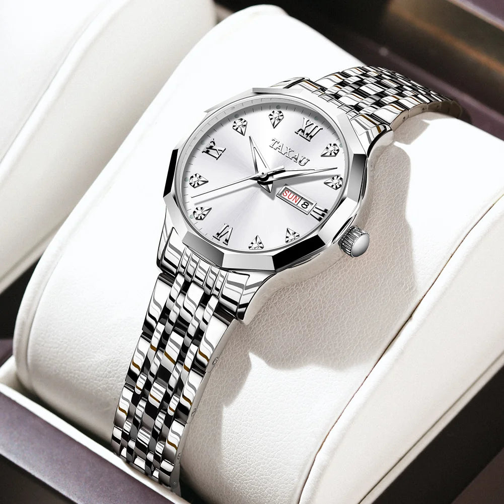 OLEVS Elegant Golden Women’s Quartz Watch – Stainless Steel, Waterproof Luxury Design