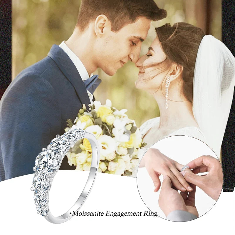 Bamoer Moissanite Heart Ring 925 Sterling Silver Women Engagement Jewelry