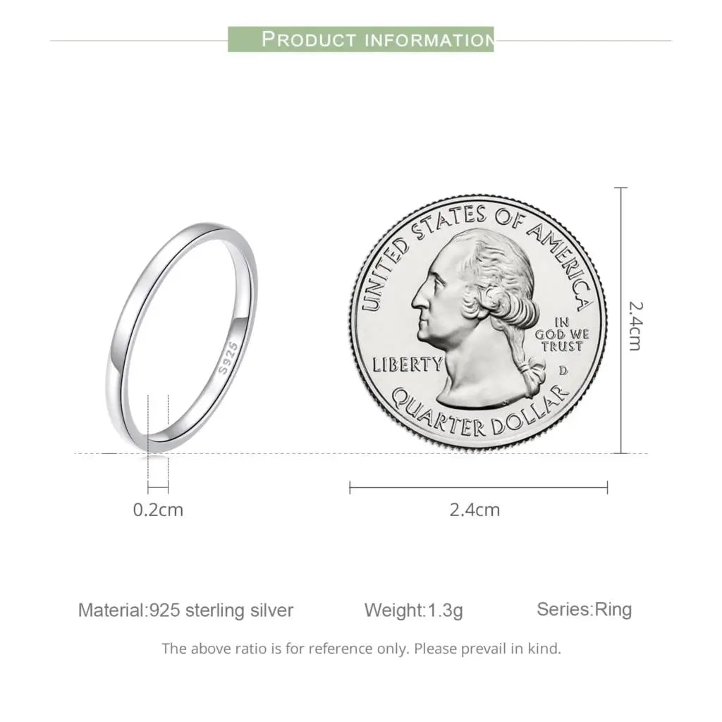 Bamoer 925 Silver Minimalist Glossy Eternity Ring for Women & Teens