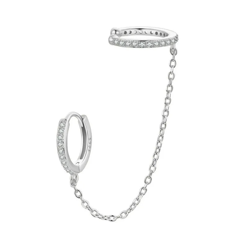 BAMOER Double Circle CZ Hoop Earrings