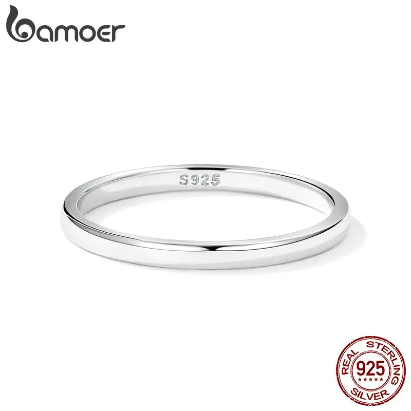 Bamoer 925 Silver Minimalist Glossy Eternity Ring for Women & Teens