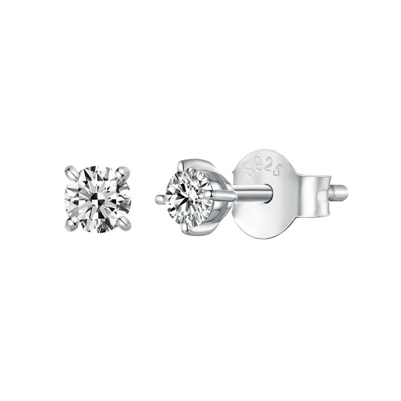 BAMOER 925 Sterling Silver Mini Moissanite Stud Earrings