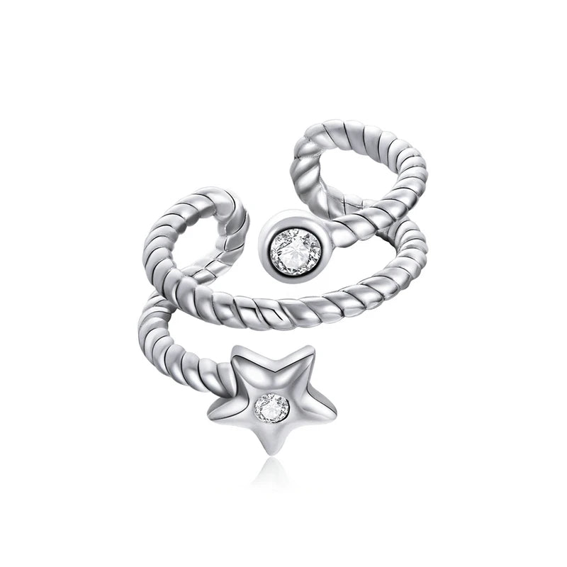 BAMOER 925 Sterling Silver CZ Mono-Earring Clip – Platinum Plated Stud for Women