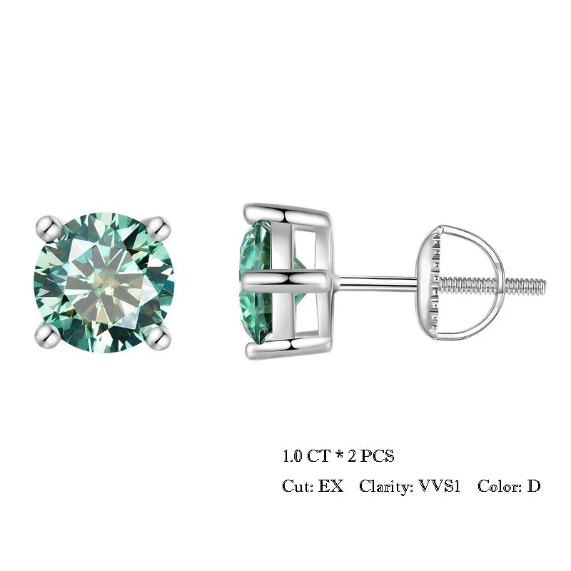 BAMOER 2CT Moissanite 925 Silver Earrings for Women