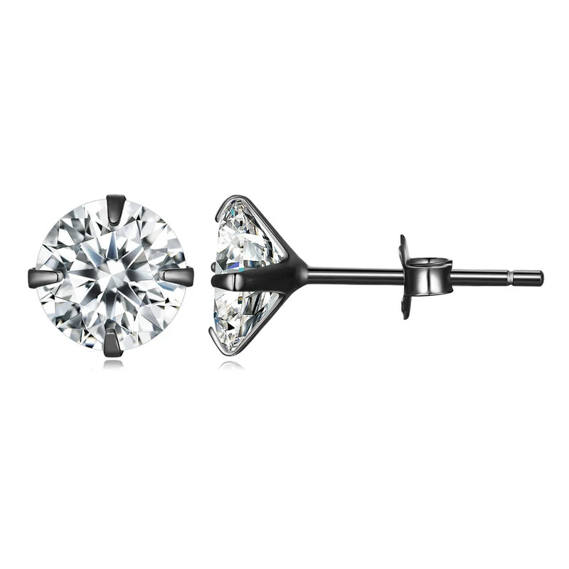 Bamoer CZ Round Stud Earrings 4-7mm 925 Silver BSE166
