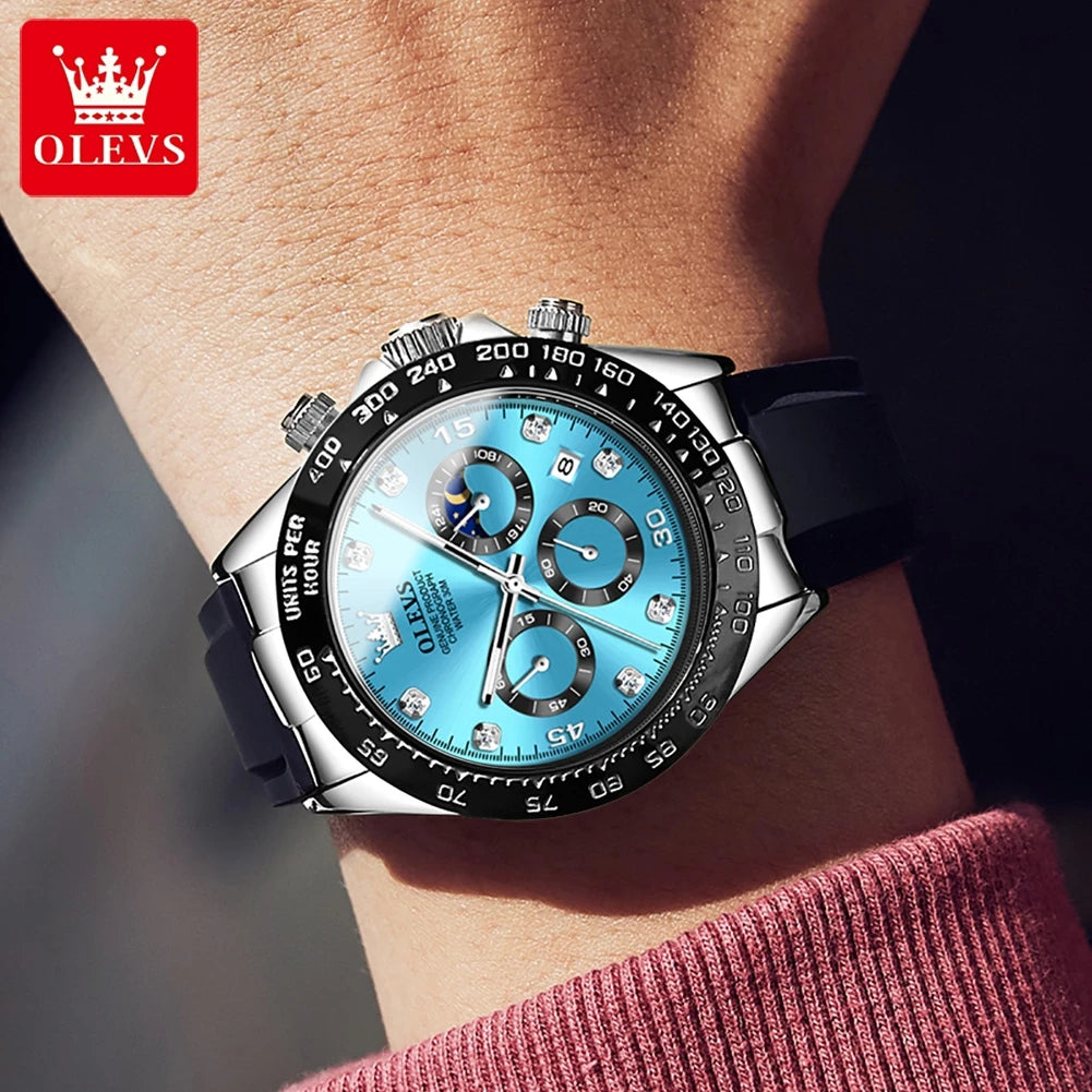 OLEVS Luxury Men’s Quartz Watch – Waterproof, Luminous, Chronograph & Date, Sport Design