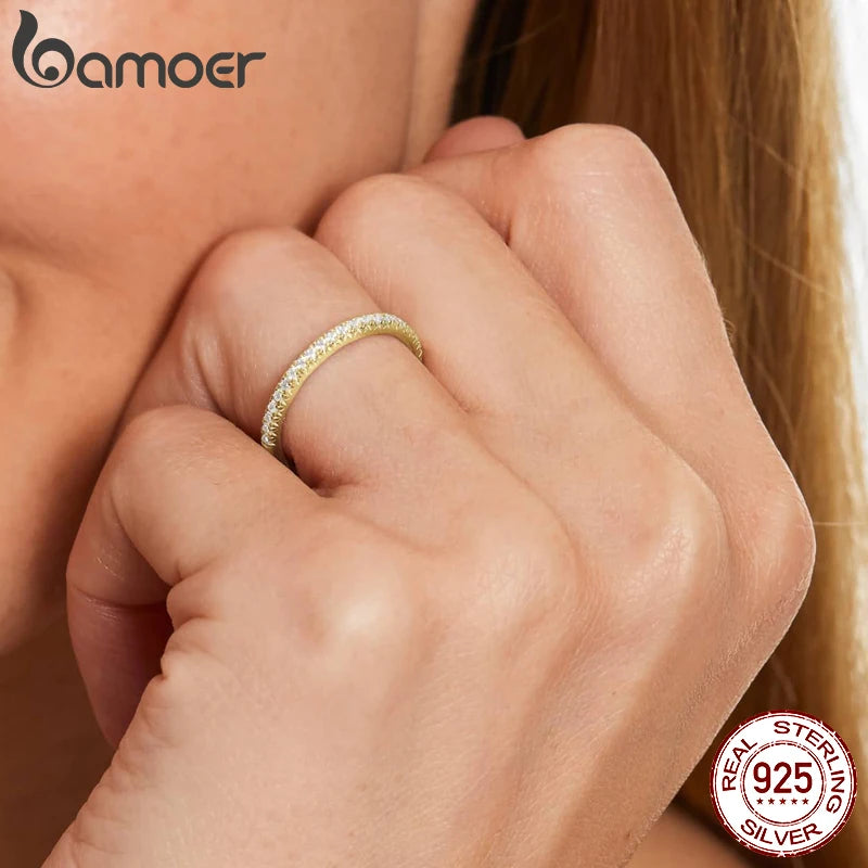 BAMOER 925 Sterling Silver CZ Eternity Ring