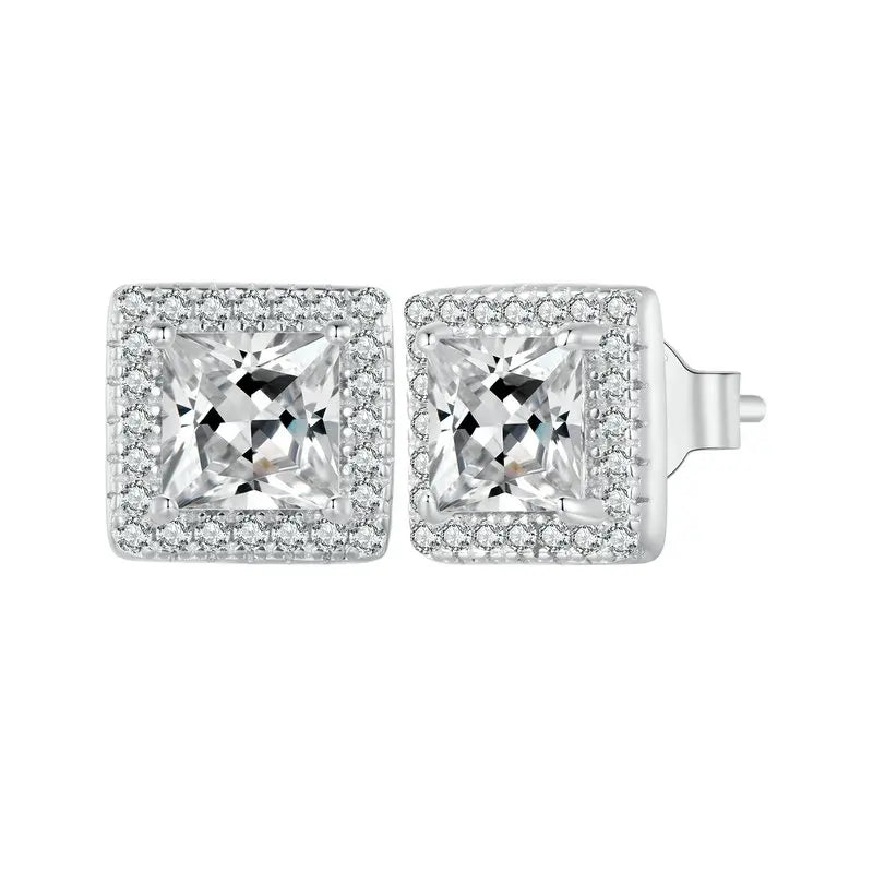 BAMOER CZ Heart Stud Earrings