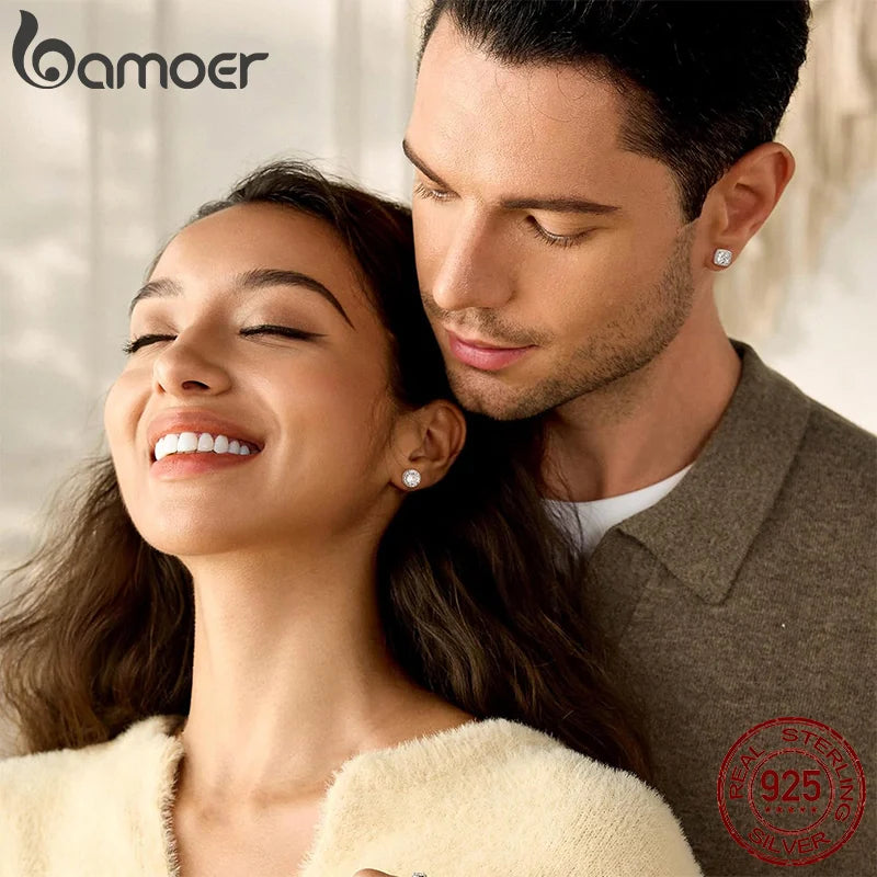 BAMOER CZ Heart Stud Earrings