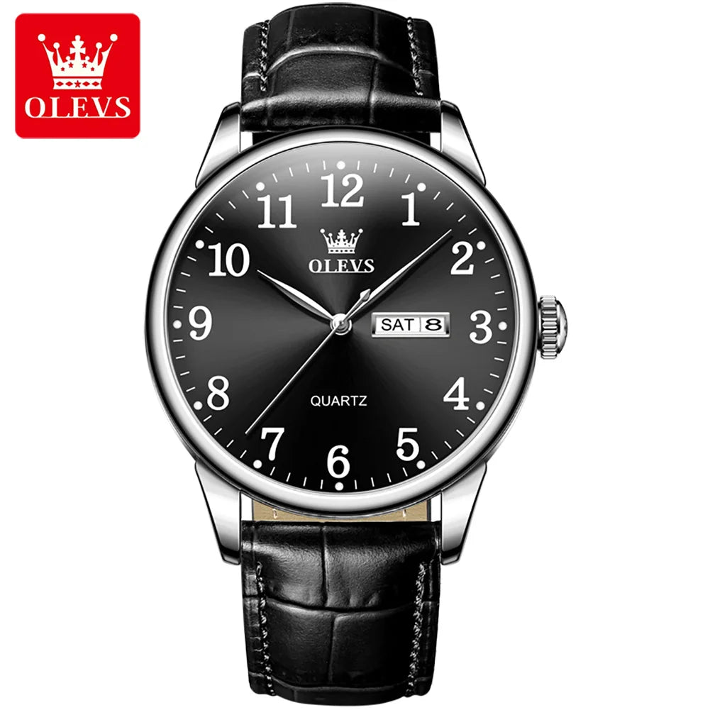 OLEVS Men’s Luxury Quartz Business Watch – Stainless Steel, Waterproof, Simple & Elegant Design