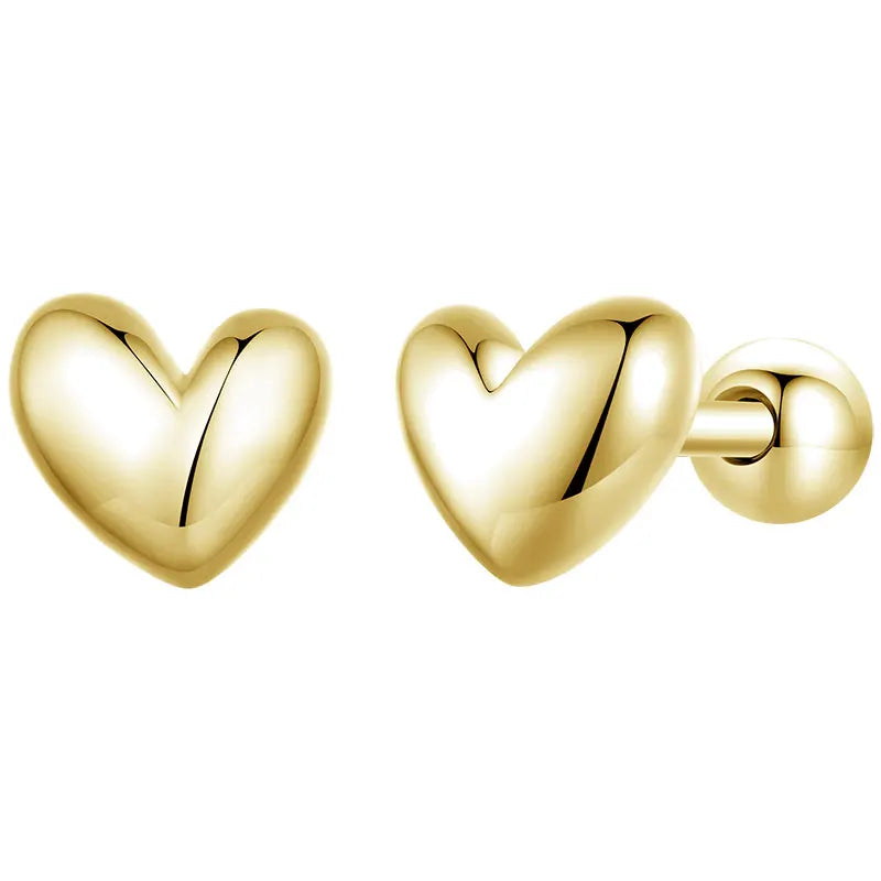 BAMOER 925 Sterling Silver Mini Heart Stud Earrings Platinum Plated Simple Glossy Earrings