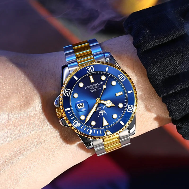 OLEVS Luxury Men’s Automatic Mechanical Watch – Stainless Steel, Waterproof, Luminous, Date Display