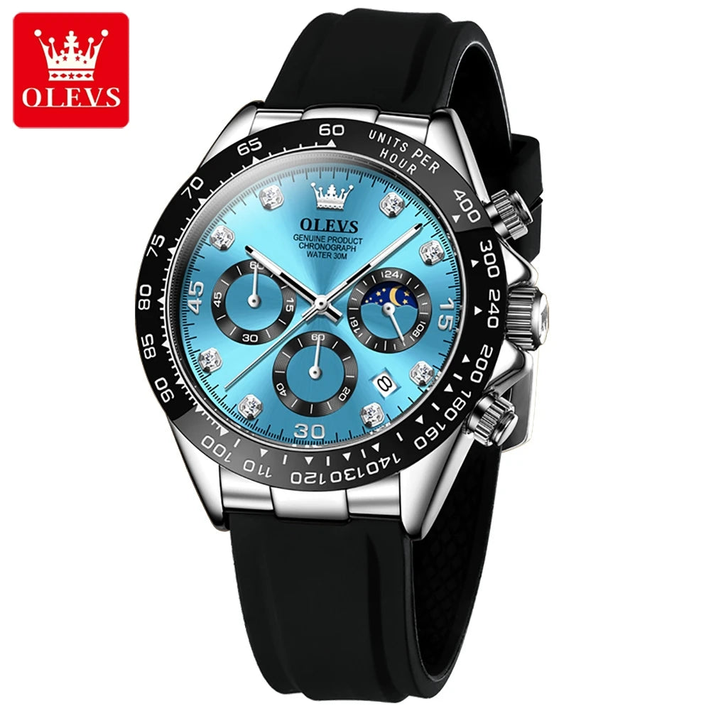 OLEVS Luxury Men’s Quartz Watch – Waterproof, Luminous, Chronograph & Date, Sport Design