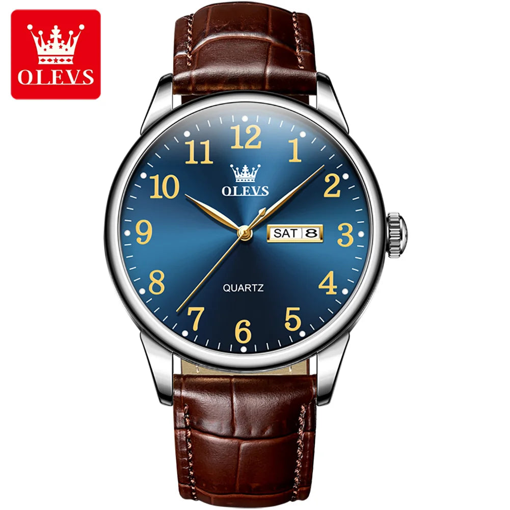 OLEVS Men’s Luxury Quartz Business Watch – Stainless Steel, Waterproof, Simple & Elegant Design