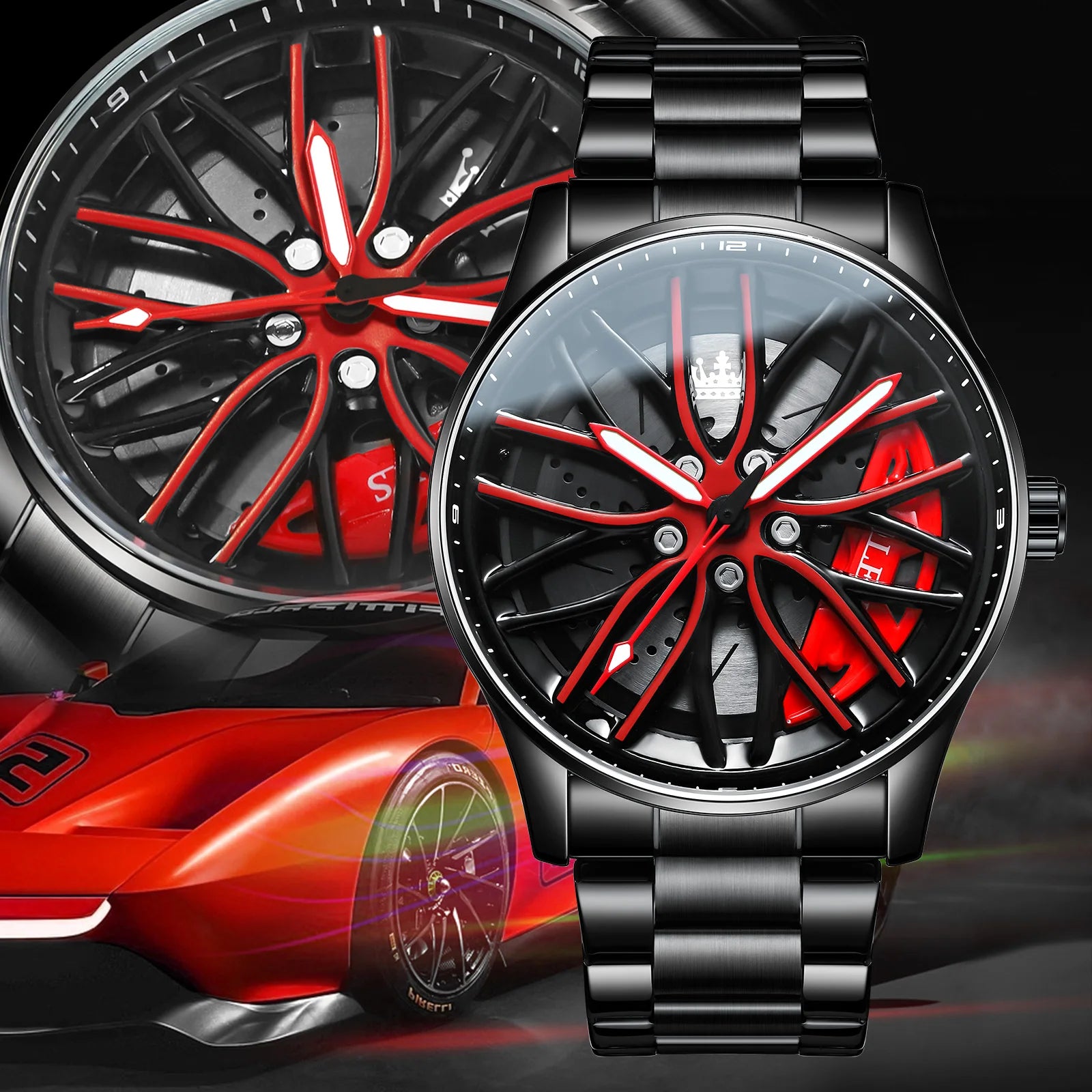 OLEVS Men’s Luxury Quartz Watch – Stainless Steel, Waterproof, Sporty Rotary Design, Fashion & High-Quality