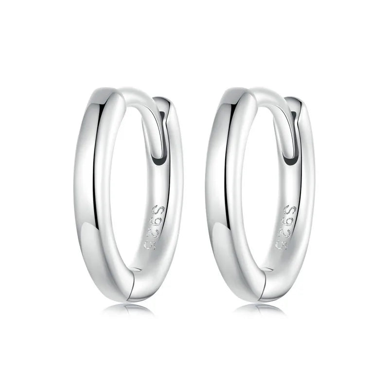 BAMOER 925 Sterling Silver Minimalist Huggie Hoop Earrings