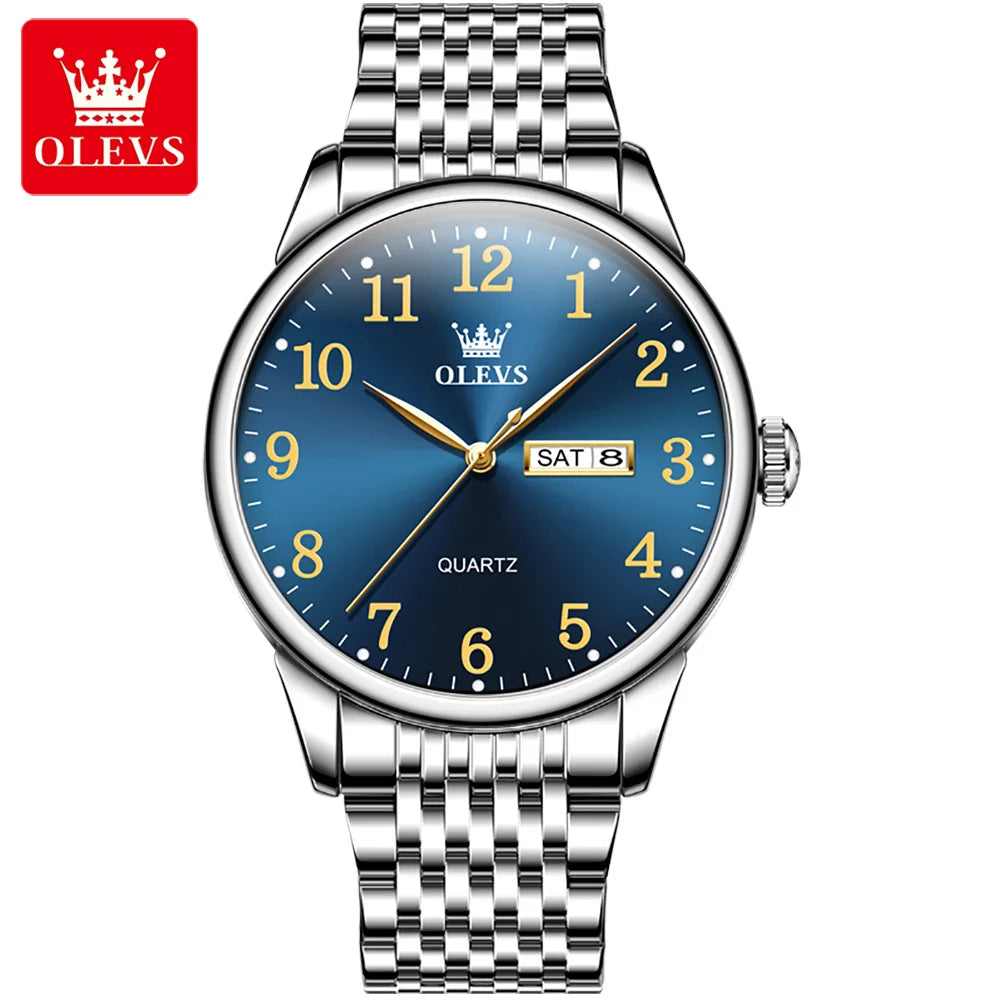 OLEVS Men’s Luxury Quartz Business Watch – Stainless Steel, Waterproof, Simple & Elegant Design