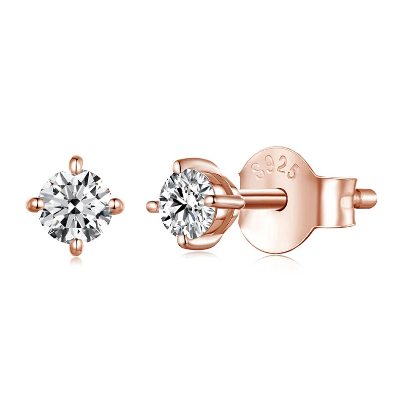 BAMOER 925 Sterling Silver Mini Moissanite Stud Earrings