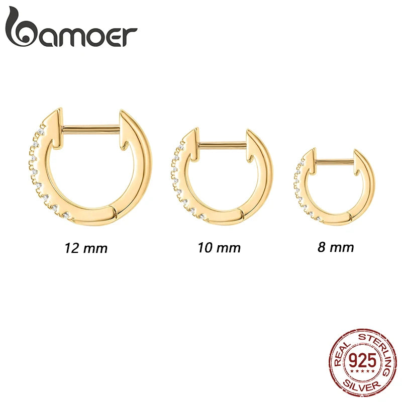 BAMOER 925 Sterling Silver Classic Small Hoop Earrings SCE498