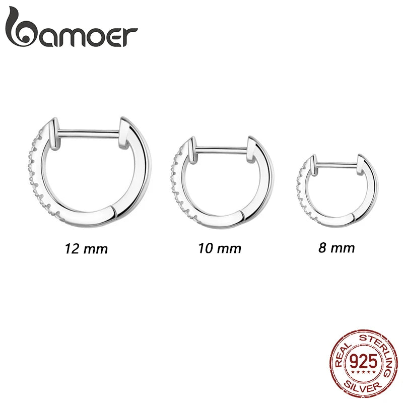 BAMOER 925 Sterling Silver Classic Small Hoop Earrings SCE498