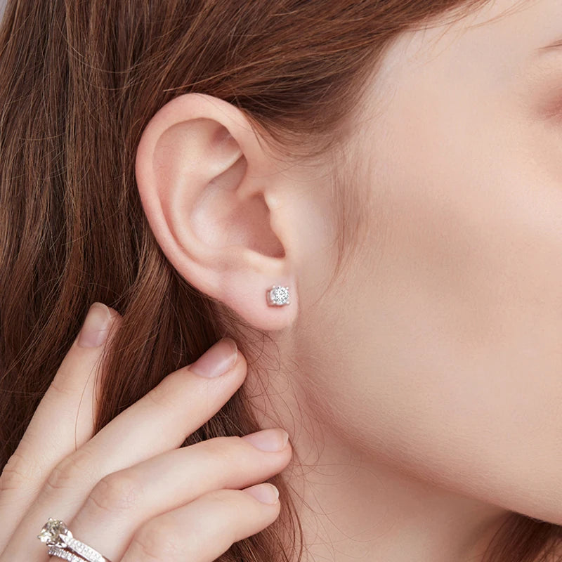 BAMOER 2CT Moissanite 925 Silver Earrings for Women