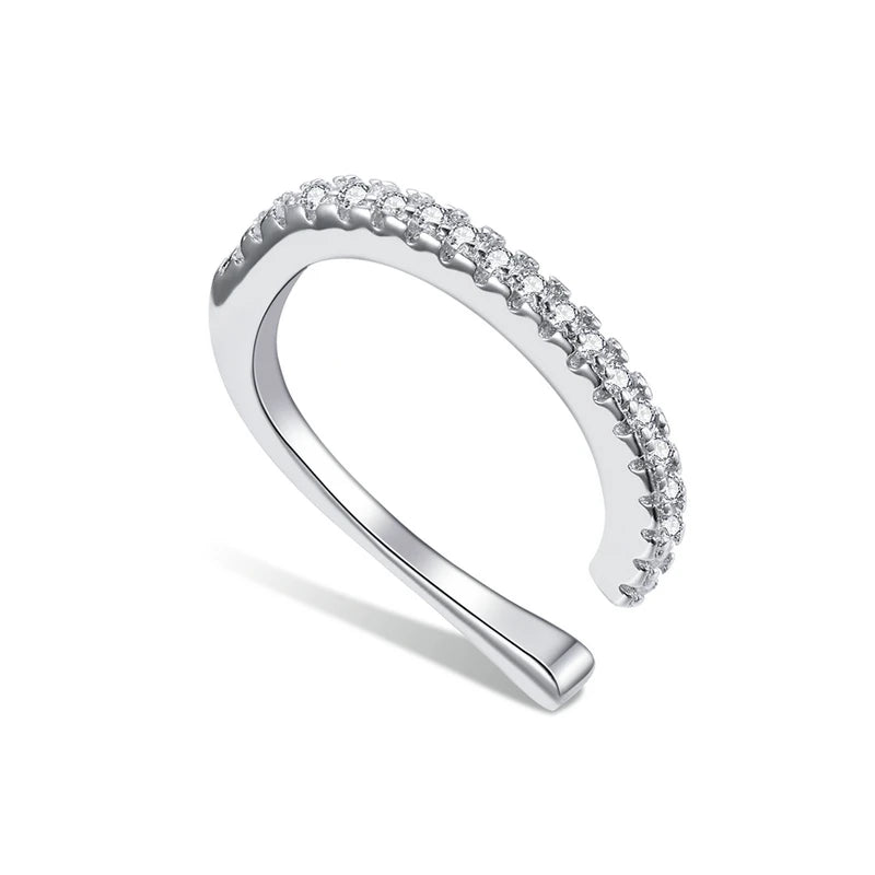 BAMOER 925 Sterling Silver CZ Mono-Earring Clip – Platinum Plated Stud for Women
