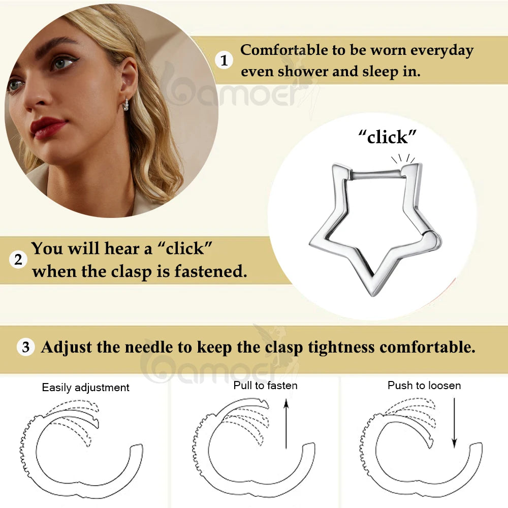 BAMOER 925 Sterling Silver Starlike Star Shape Minimalist Earrings for Women – Elegant Daily Fashion Jewelry SCE1136