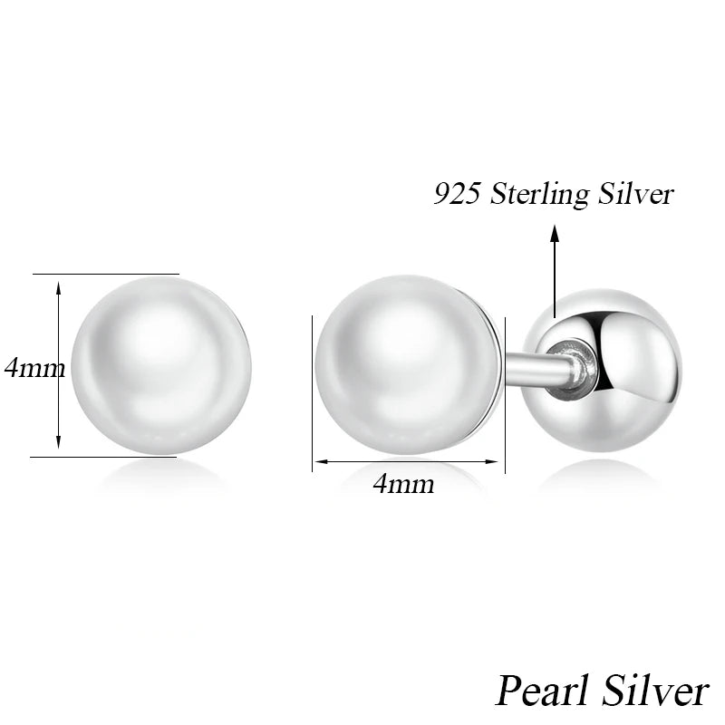 BAMOER Pearl Charm Silver Stud Earrings