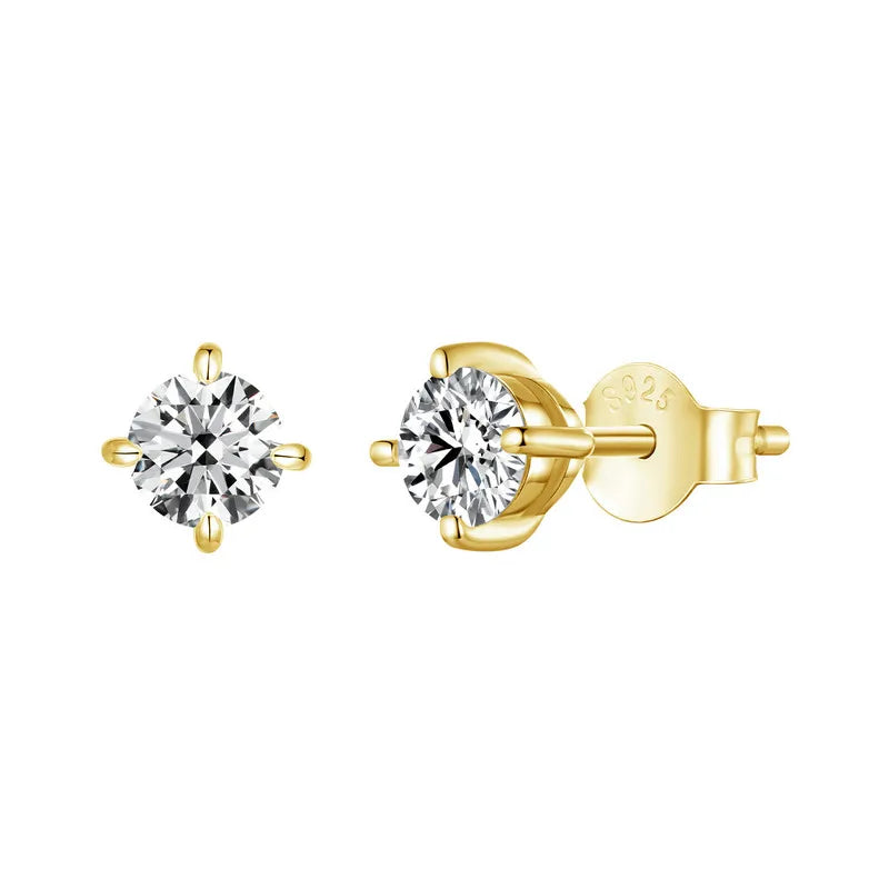 BAMOER 925 Sterling Silver Mini Moissanite Stud Earrings