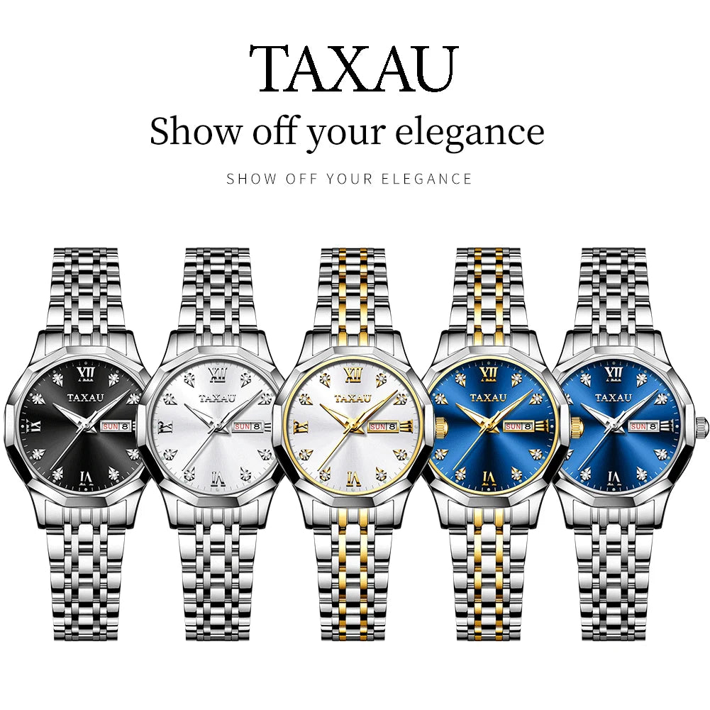 OLEVS Elegant Golden Women’s Quartz Watch – Stainless Steel, Waterproof Luxury Design