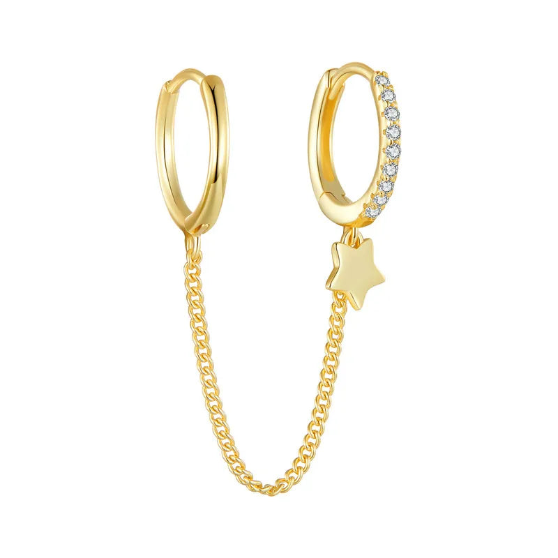 BAMOER Double Circle CZ Hoop Earrings