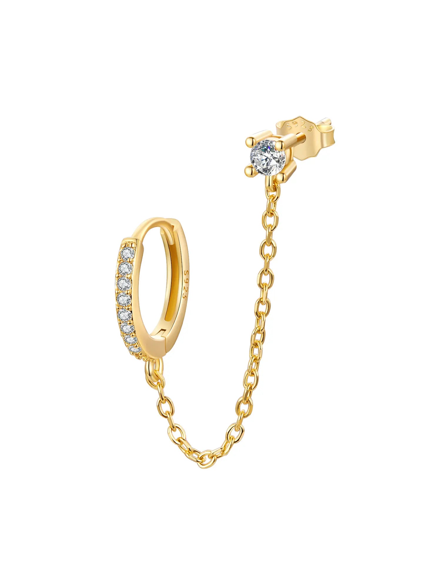 BAMOER Double Circle CZ Hoop Earrings
