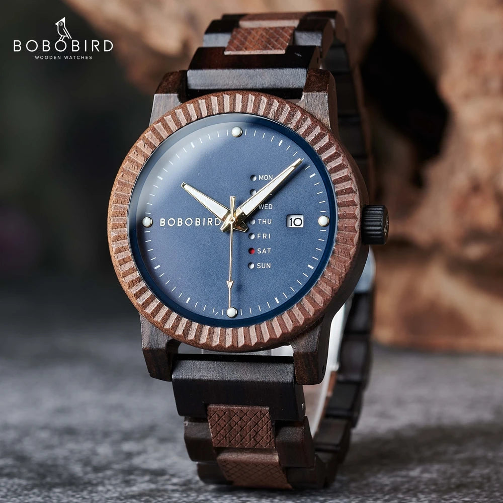 BOBOBIRD Men’s & Couple Wooden Quartz Watch – Fashionable, Custom Gift Box