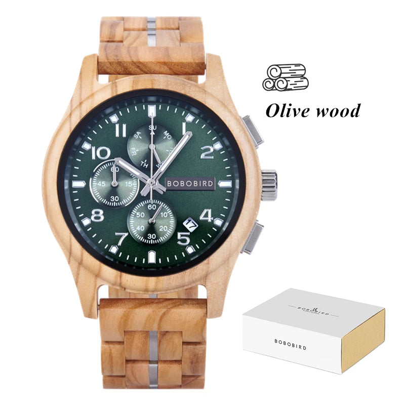 BOBOBIRD Luxury Wooden Men’s Multi-Functional Quartz Watch