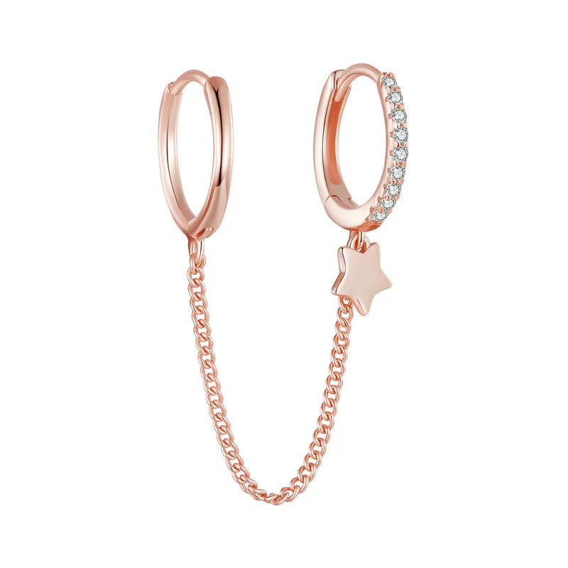 BAMOER Double Circle CZ Hoop Earrings
