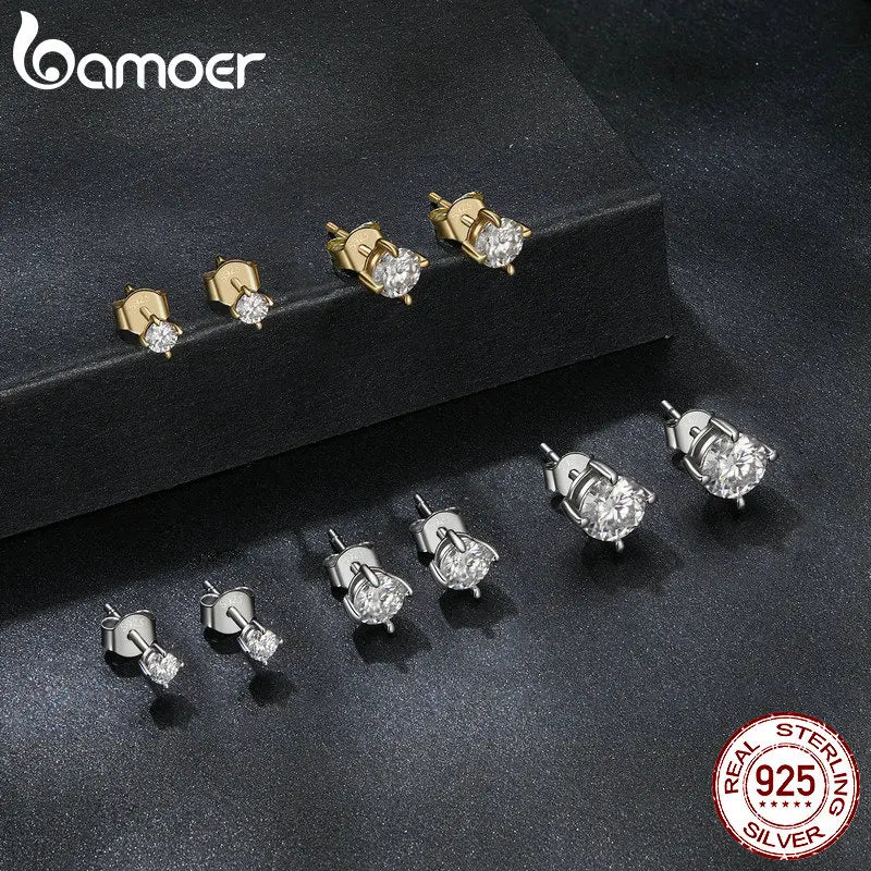 BAMOER 925 Sterling Silver Mini Moissanite Stud Earrings