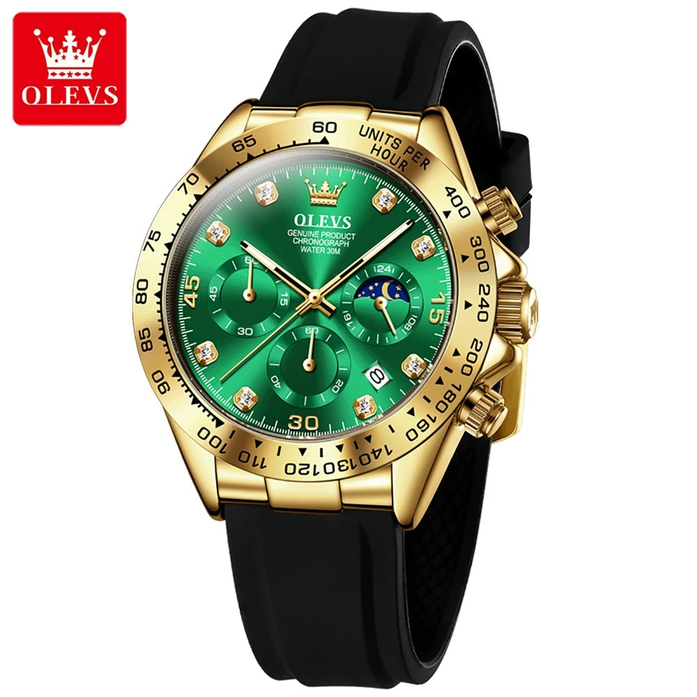 OLEVS Luxury Men’s Quartz Watch – Waterproof, Luminous, Chronograph & Date, Sport Design